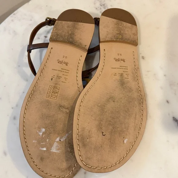 Coach Jessica Saddle Leather Toe Post Sandals Size 9.5 - Picture 5 of 10